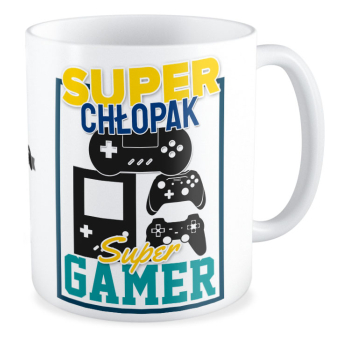 kubek SUPER CHŁOPAK - SUPER GAMER biały